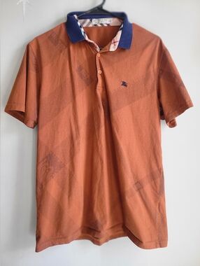 Rare -VINTAGE Burberry London Polo Shirt - Made in England - XXL - Burnt Orange